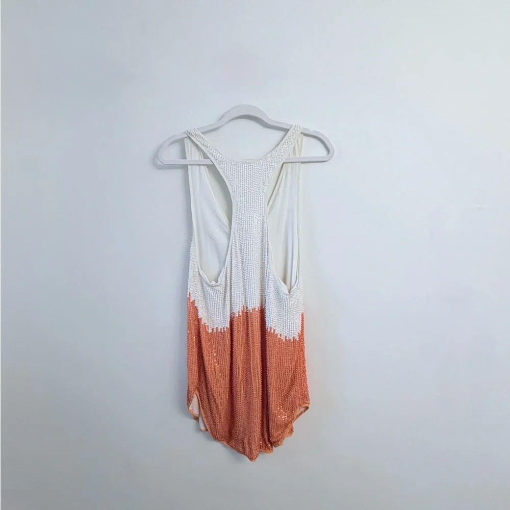 Free people Iryna Dip Dye Tank Dress Small Orange Combo Boho MSRP $320.00